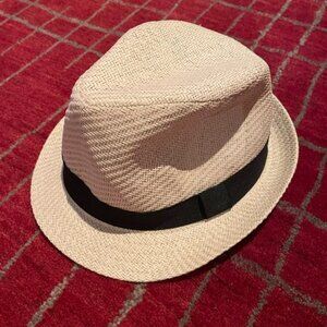 H&M KIDS STRAW FEDORA HAT W/BLACK BANDING